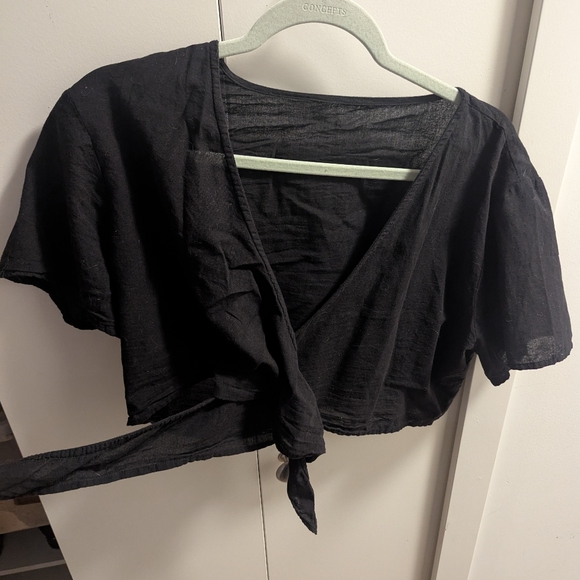 Cropped Linen Top, Small - Picture 1 of 2